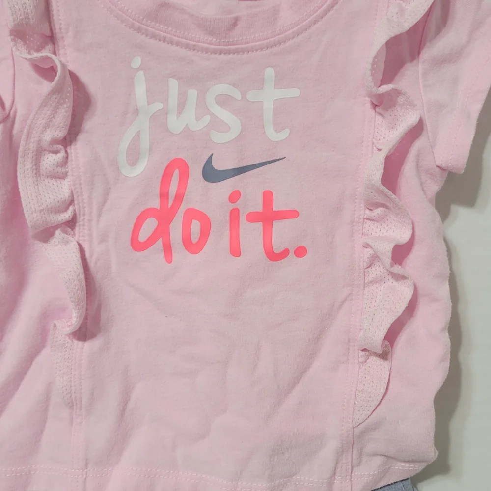 Nike Toddler Girls 2 Piece Outfit Pink “Just Do It” Shirt & Skirt Set 12M - Picture 4 of 7